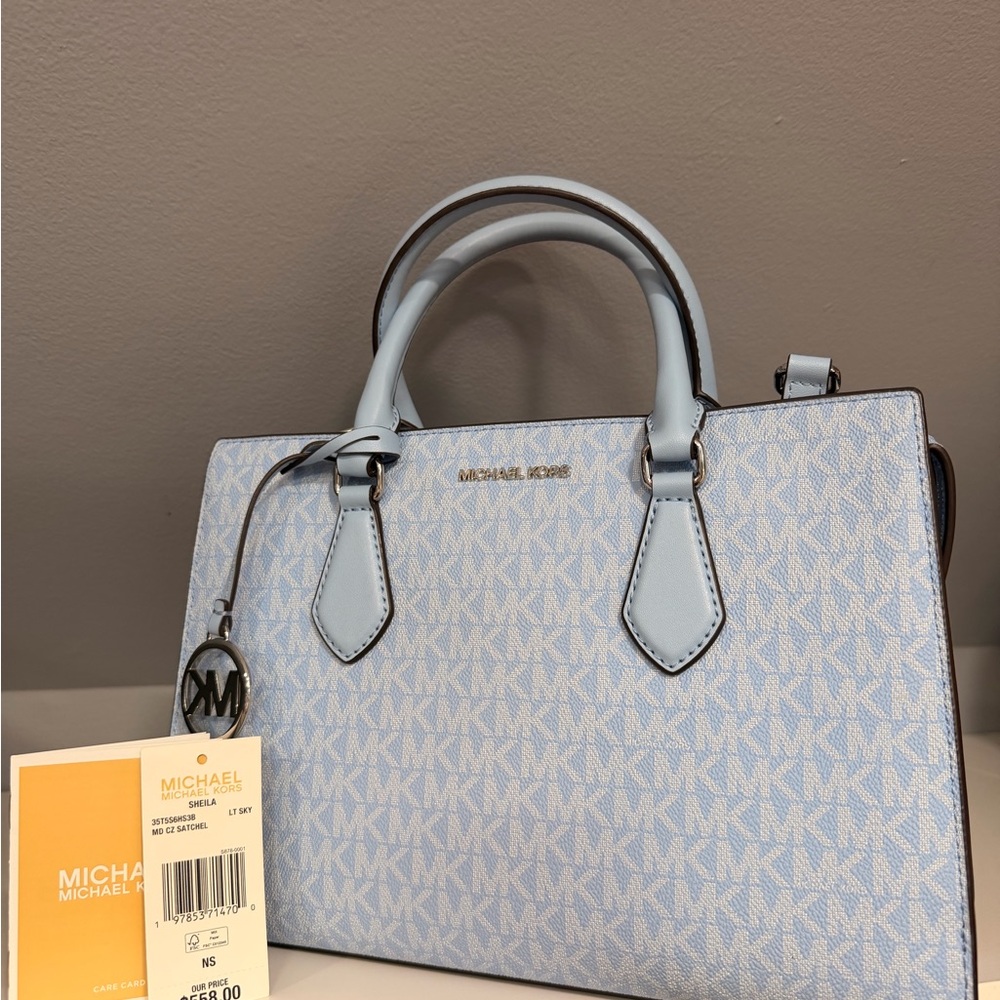Michael Kors Sky Blue Monogram Satchel